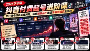 2026年抖音付费课程揭秘:提升场中基础消耗,全链路追投策略助力冷启至成交-中创网_分享创业项目_助您在家赚钱