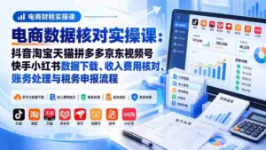 揭秘电商财务高手之路:抖音、淘宝、天猫、拼多多、京东、视频号、快手、小红书数据深度解析与税务合规实操指南-中创网_分享创业项目_助您在家赚钱
