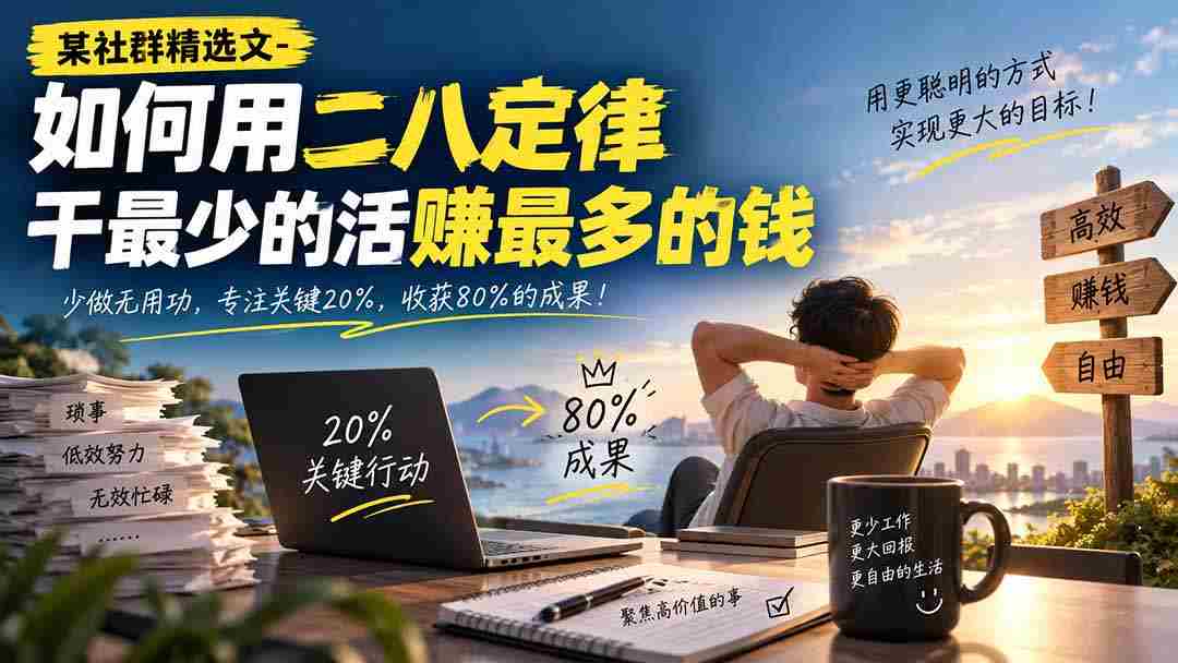 某社群精选文-如何用二八定律干最少的活赚最多的钱-中创网_分享创业项目_助您在家赚钱