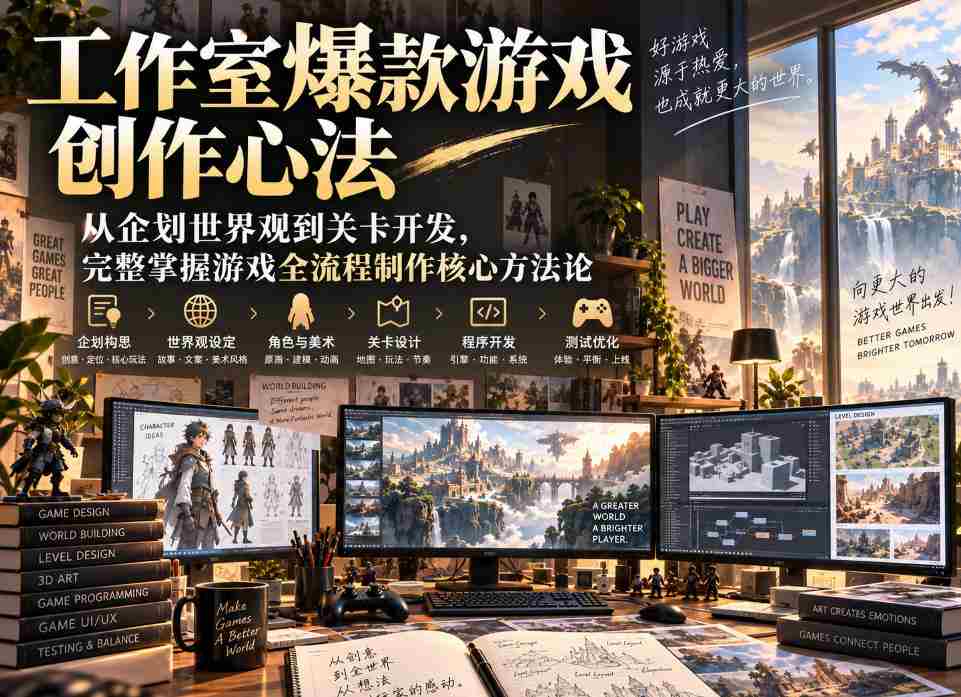 工作室爆款游戏创作心法|从企划世界观到关卡开发,完整掌握游戏全流程制作核心方法论