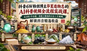 揭秘:抖音红人华夏造物志带你AI实操,打造爆款古法工艺短视频,轻松解锁抖音精选收益通道-中创网_分享创业项目_助您在家赚钱