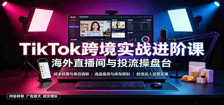 TikTok跨境实战进阶课：成本核算类目调研，选品备货，投流达人运营-中创网_分享创业项目_助您在家赚钱