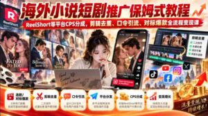 海外轻小说短视频营销指南:ReelShort等平台CPS收益解析,剪辑技巧、关键词引流、爆款对标,全方位变现课程攻略-中创网_分享创业项目_助您在家赚钱