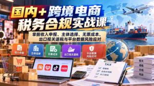国内跨境电商税务规范实操讲座:精通收入申报、企业选择、无票成本处理、出口退税报关及平台数据风险管控-中创网_分享创业项目_助您在家赚钱