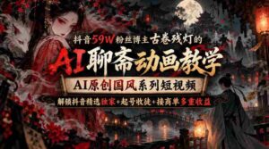 古卷残灯抖音59万粉丝大V揭秘:AI聊斋动画制作教程,国风短视频AI原创,解锁抖音收益三重奏-中创网_分享创业项目_助您在家赚钱