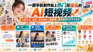 【无水印】一部手机制作能上热门能变现的AI短视频,从提示词、生图、生视频到人物剧情、账号运营及多平台变现-中创网_分享创业项目_助您在家赚钱