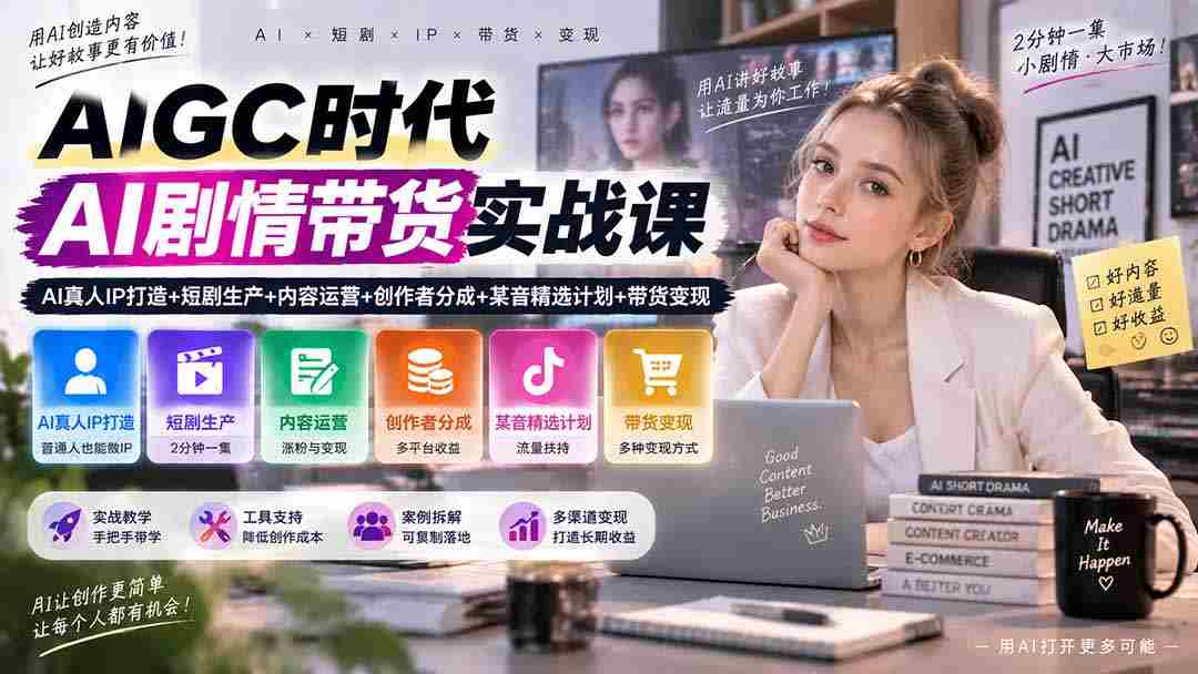 AI内容创作新纪元：真人IP塑造与短剧制作攻略，深度解析内容运营与创作者收益分享，揭秘抖音精选计划与带货盈利之道-中创网_分享创业项目_助您在家赚钱