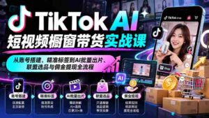 TikTok AI短视频橱窗带货实战课：从账号搭建、精准标签到AI批量出片、联盟选品与佣金提现全流程-中创网_分享创业项目_助您在家赚钱