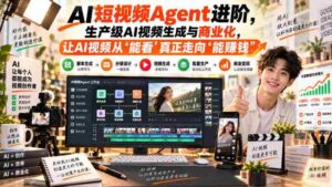 AI短视频Agent进阶,生产级AI视频生成与商业化,让AI视频从”能看”真正走向”能賺钱”-中创网_分享创业项目_助您在家赚钱