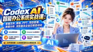 Codex AI智能办公系统实战课:掌握文件、表格、PPT、项目管理、数据分析、浏览器及企业日报自动化-中创网_分享创业项目_助您在家赚钱
