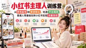小红书主理人训练营,从养号起号到带货转化,吃透平台规则,普通人零基础玩转小红书实现流量变现-中创网_分享创业项目_助您在家赚钱