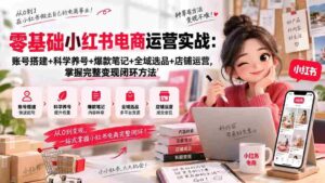 零基础小红书电商运营实战:账号搭建+科学养号+爆款笔记+全域选品+店铺运营,掌握完整变现闭环方法-中创网_分享创业项目_助您在家赚钱