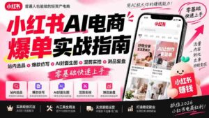 2026年小红书AI电商爆款攻略:站内精选商品+创意爆款复制+智能封面设计+混合剪辑+产品测试复盘,新手轻松掌握实操技巧-中创网_分享创业项目_助您在家赚钱