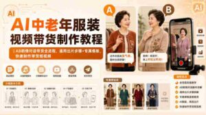 AI中老年服装视频带货制作教程|AB剧情对话带货全流程,通用出片步骤+专属模板,快速制作带货短视频-中创网_分享创业项目_助您在家赚钱