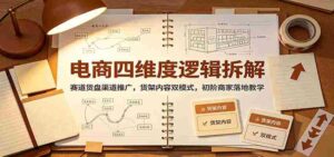 电商四维度逻辑拆解:赛道货盘渠道推广,货架内容双模式,初阶商家落地教学-中创网_分享创业项目_助您在家赚钱