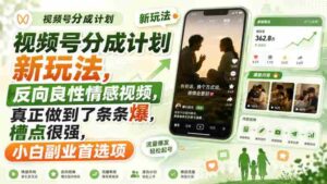 视频号分成计划新玩法，反向良性情感视频，真正做到了条条爆，槽点很强，小白副业首选项-中创网_分享创业项目_助您在家赚钱