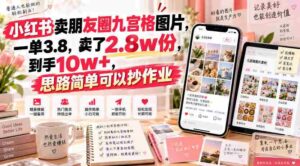 小红书卖朋友圈九宫格图片,一单3.8,卖了2.8w份,到手10w+,思路简单可以抄作业-中创网_分享创业项目_助您在家赚钱