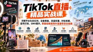 TikTok直播精品实战课,详解平台生态红利、设备筹备、流量权重、对标拆解、起号打标、GMV提升,零基础精通海外直播带货全链路-中创网_分享创业项目_助您在家赚钱