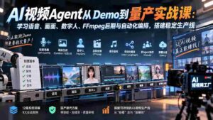 AI视频Agent从Demo到量产实战课:学习语音、画面、数字人、FFmpeg后期与自动化编排,搭建稳定生产线-中创网_分享创业项目_助您在家赚钱