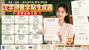 学习神器,汉字拼音字帖生成器,汉字+拼音 一键生成字帖/默写/填空卷,支持词组、成语,老师、家长必备-中创网_分享创业项目_助您在家赚钱