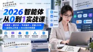 2026智能体构建全攻略:深度解析大模型、提示词、节点插件、变量JSON、自动化工作流与RAG知识库构建技巧-中创网_分享创业项目_助您在家赚钱