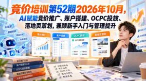 2026年10月第52期无水印竞价培训:AI助力,全面掌握推广、账户构建、OCPC投放与落地页设计,新手进阶与高手提升两不误-中创网_分享创业项目_助您在家赚钱