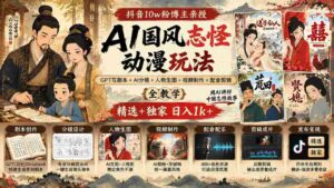 揭秘抖音百万粉丝大V揭秘AI国风动漫创作秘诀:GPT剧本编写+AI分镜指导+角色生图+视频剪辑制作全教程,精选攻略日入千元不是梦-中创网_分享创业项目_助您在家赚钱