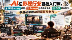 【无水印】AI在影视行业基础入门课,Midjourney绘图、Runway动态视频生成、GPT脚本创作,零基础掌握AI影视短片制作-中创网_分享创业项目_助您在家赚钱