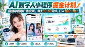 无需水印】AI数字人小程序掘金攻略:微信广告变现,仅需半小时,日赚百元起-中创网_分享创业项目_助您在家赚钱