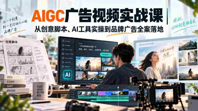 AIGC广告视频实战课|从创意脚本、AI工具实操到品牌广告全案落地