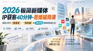 2026极简新媒体IP获客40分钟-思维破局课,解锁Ai时代“低成本”、“低风险”的确定性新媒体获客打法-中创网_分享创业项目_助您在家赚钱