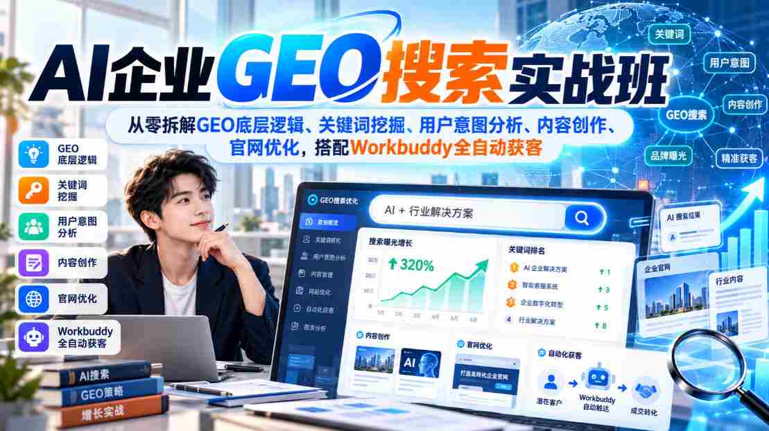 解码GEO搜索精髓：AI实战培训全面解析关键词、用户需求与内容策略，Workbuddy助力高效获客-中创网_分享创业项目_助您在家赚钱