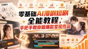 零基础AI漫剧短剧全能教程，从AI智能体搭建、文案脚本分镜、多平台AI生视频、剪映精修，覆盖全题材创作，手把手教你做爆款变现作品-中创网_分享创业项目_助您在家赚钱