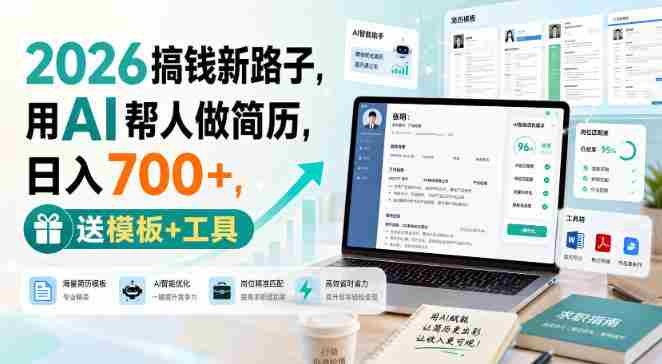 2026搞钱新路子,用AI帮人做简历,日入700+,送模板+工具【揭秘】