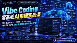 Vibe Coding零基础AI编程实战课-无水印,整合主流AI模型、云服务、自动化Agent、海内外支付体系,新手也能独立做商业化AI产品-中创网_分享创业项目_助您在家赚钱