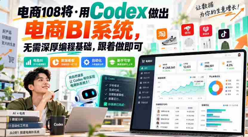 电商新锐108人：轻松打造电商数据分析系统，无需编程难题，一学即会-中创网_分享创业项目_助您在家赚钱