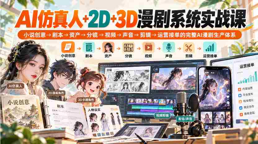 零水印】人工智能打造仿真人，2D与3D动画一网打尽，从小说灵感到运营接单，全链路AI漫剧制作流程深度教学-中创网_分享创业项目_助您在家赚钱