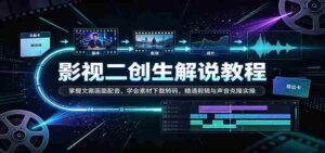 影视二创解说教程:掌握文案画面配音,学会素材下载转码,精通剪辑与声音克隆实操-中创网_分享创业项目_助您在家赚钱