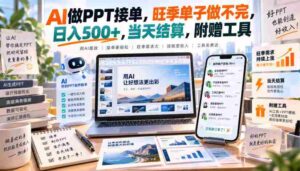 AI做PPT接单，旺季单子做不完，日入500+，当天结算，附赠工具【揭秘】-中创网_分享创业项目_助您在家赚钱