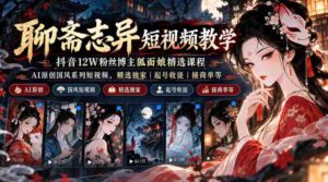 抖音12万粉丝“狐面娘”精选《聊斋志异》短视频教程,AI国风短视频系列,独家课程涵盖起号、收徒、接单全方位指导-中创网_分享创业项目_助您在家赚钱