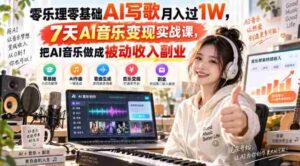 零乐理零基础AI写歌月入过1W,7天AI音乐变现实战课,把AI音乐做成被动收入副业-中创网_分享创业项目_助您在家赚钱