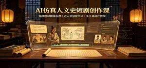 AI仿真人文史短剧创作课：穿越题材脚本构思，古人对话提示词，多工具成片教学-中创网_分享创业项目_助您在家赚钱