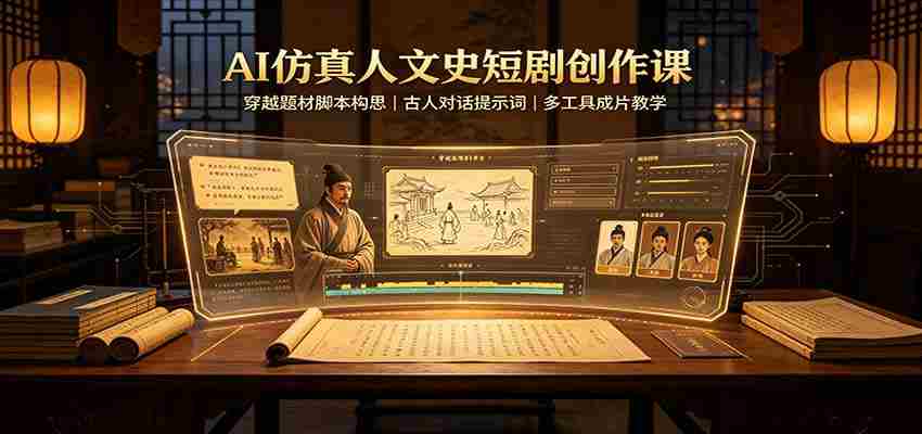AI仿真人文史短剧创作课：穿越题材脚本构思，古人对话提示词，多工具成片教学-中创网_分享创业项目_助您在家赚钱