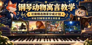 钢琴动物寓言教学，可做精选独家分成计划，对标35W粉丝博主同款课-中创网_分享创业项目_助您在家赚钱