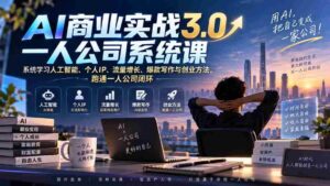 (20249期)AI商业实战3.0一人公司系统课:系统学习人工智能、个人IP、流量增长、爆款写作与创业方法,跑通一人公司闭环-中创网_分享创业项目_助您在家赚钱