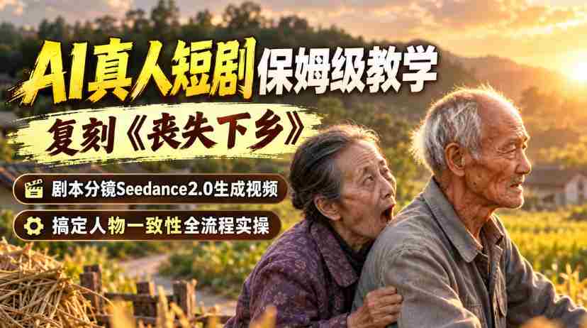 AI真人短剧保姆级教学,复刻《丧失下乡》,剧本分镜Seedance2.0生成视频,搞定人物一致性全流程实操