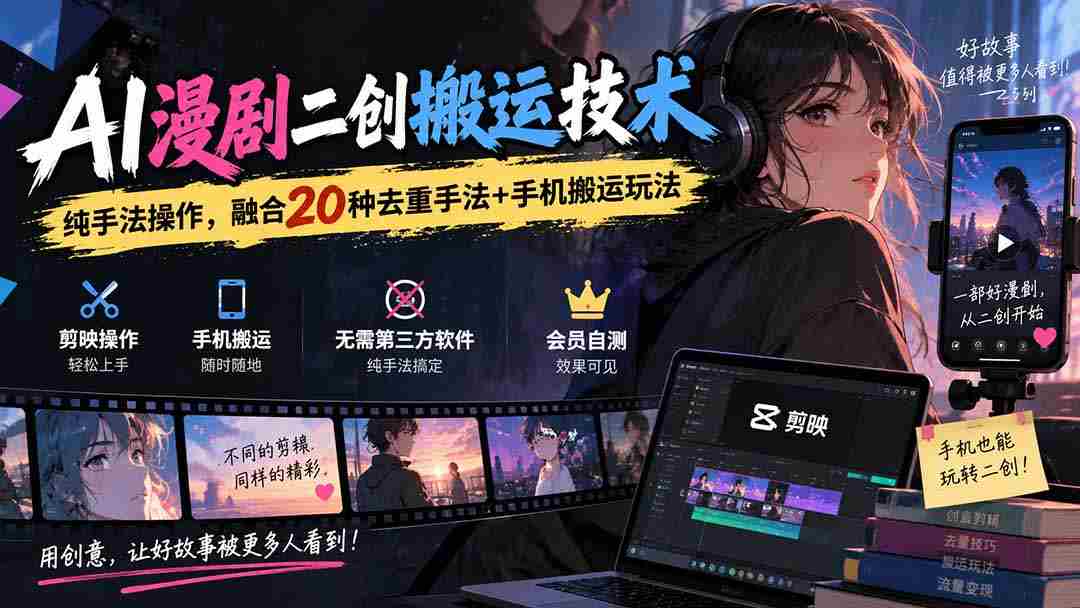 创新AI技术在漫剧二创中的应用：融合多样去重技巧与手机便捷搬运方法-中创网_分享创业项目_助您在家赚钱