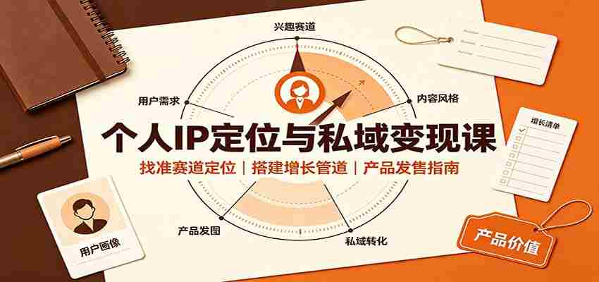 个人IP定位与私域变现课：找准赛道定位，搭建增长管道，产品发售指南-中创网_分享创业项目_助您在家赚钱