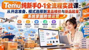 零基础直达】Temu实战教程:开店筹备、模式挑选、定价策略与新品推广,全面解锁跨境电商运营技巧-中创网_分享创业项目_助您在家赚钱