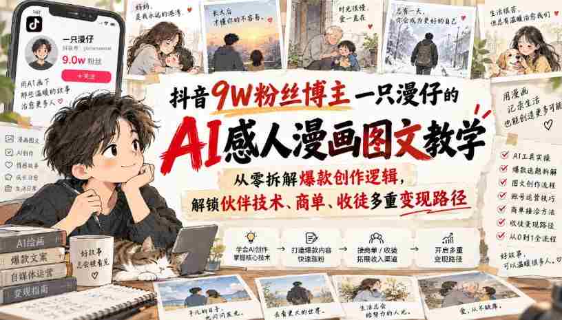 漫仔抖音达人分享AI绘画技巧，揭秘爆款制作秘诀，探索多元化盈利之道-中创网_分享创业项目_助您在家赚钱
